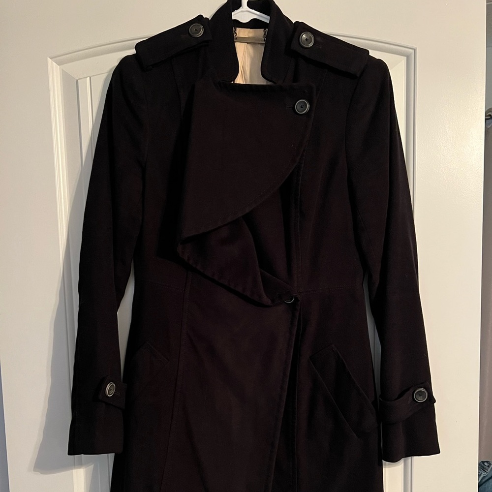 Diane Von Furstenberg Black Velour Spy Coat